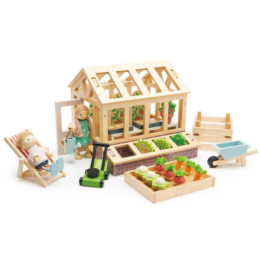 Storybook Greenhouse — Garden Set with Tomato Vines, Wheelbarrow, and Watering Can - bramwild