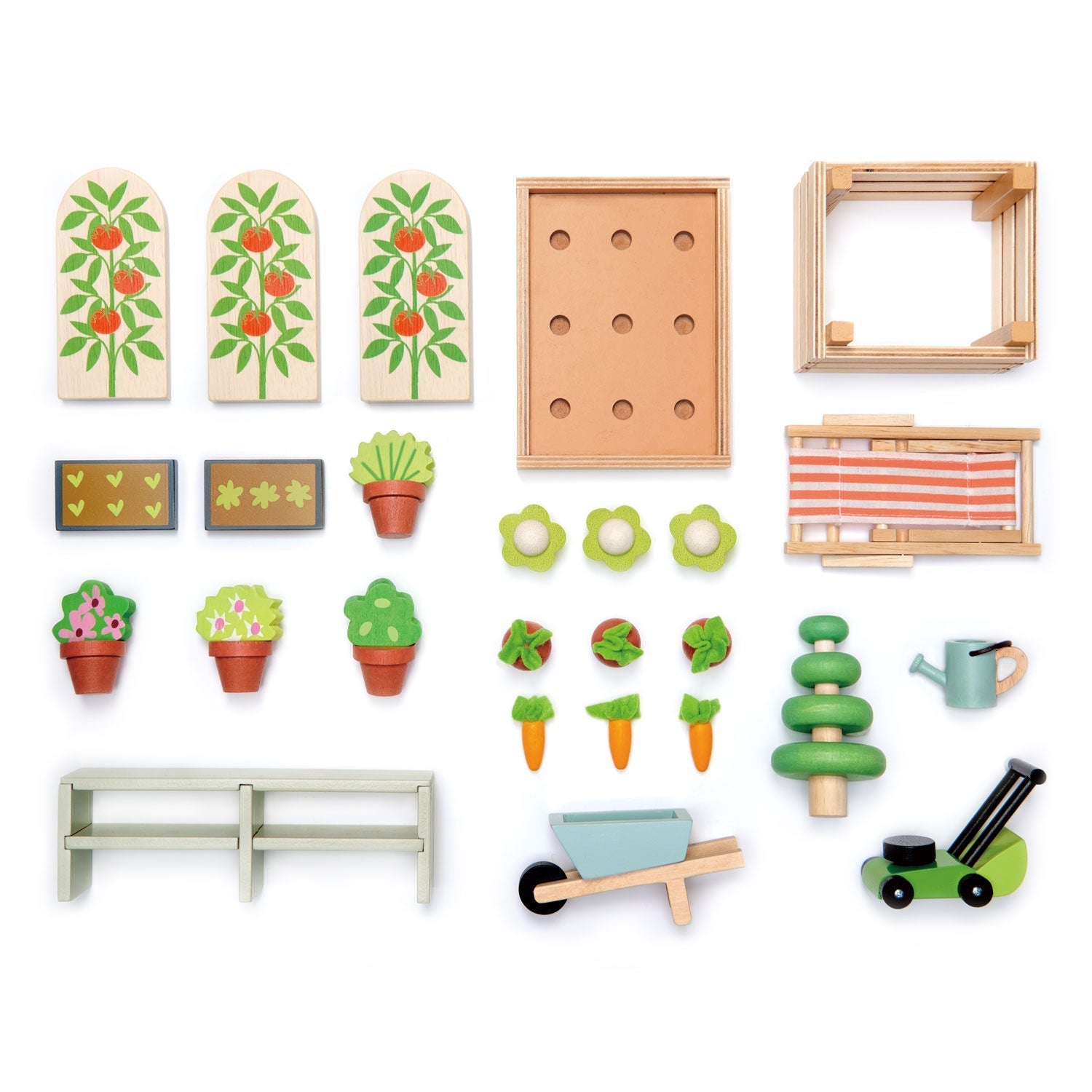 Storybook Greenhouse — Garden Set with Tomato Vines, Wheelbarrow, and Watering Can - bramwild