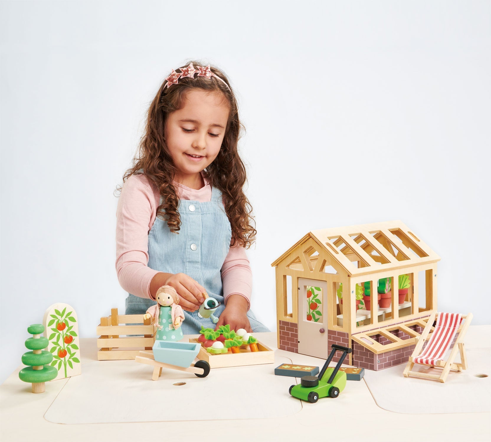 Storybook Greenhouse — Garden Set with Tomato Vines, Wheelbarrow, and Watering Can - bramwild