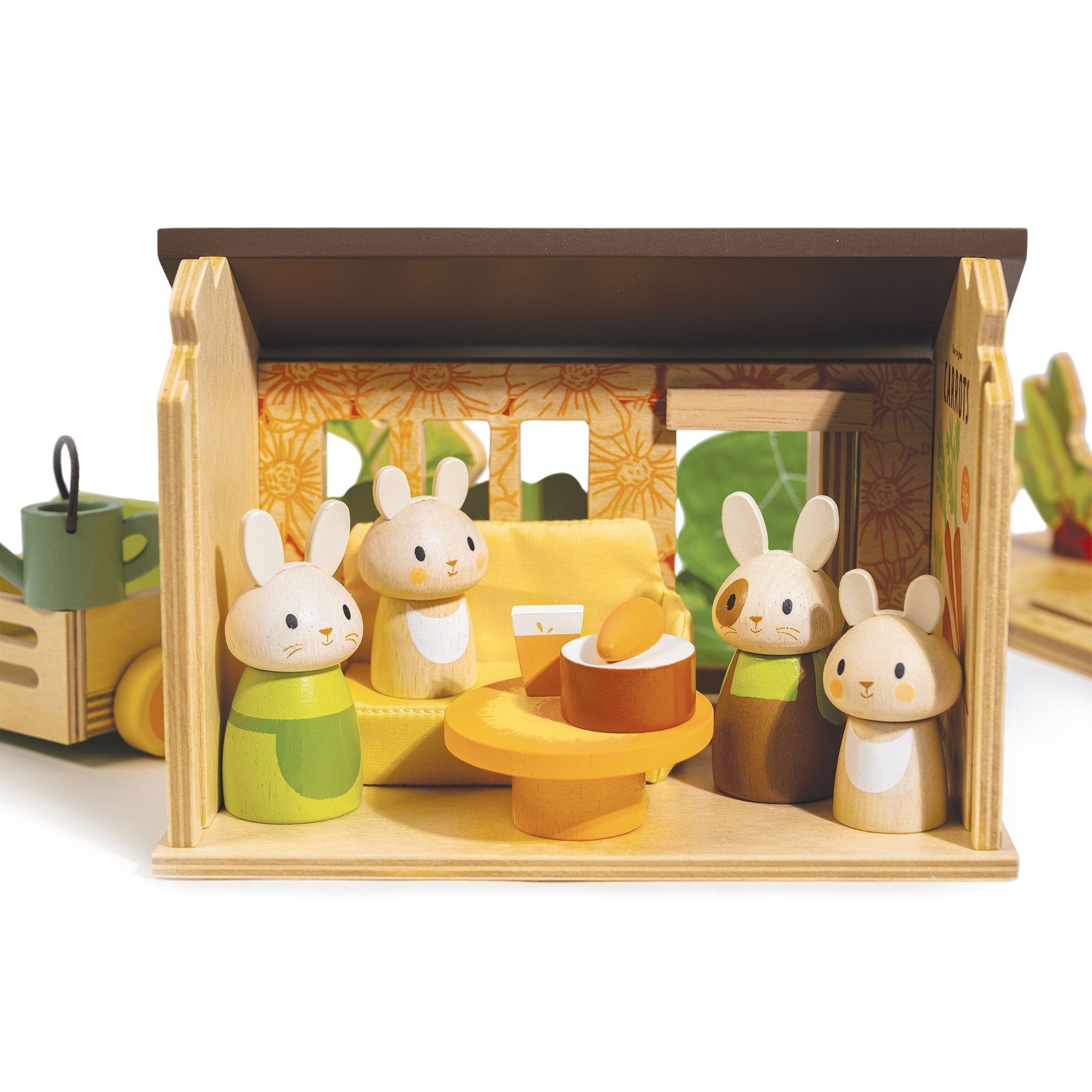 Removable roof and back wall showing the allotment opening for play