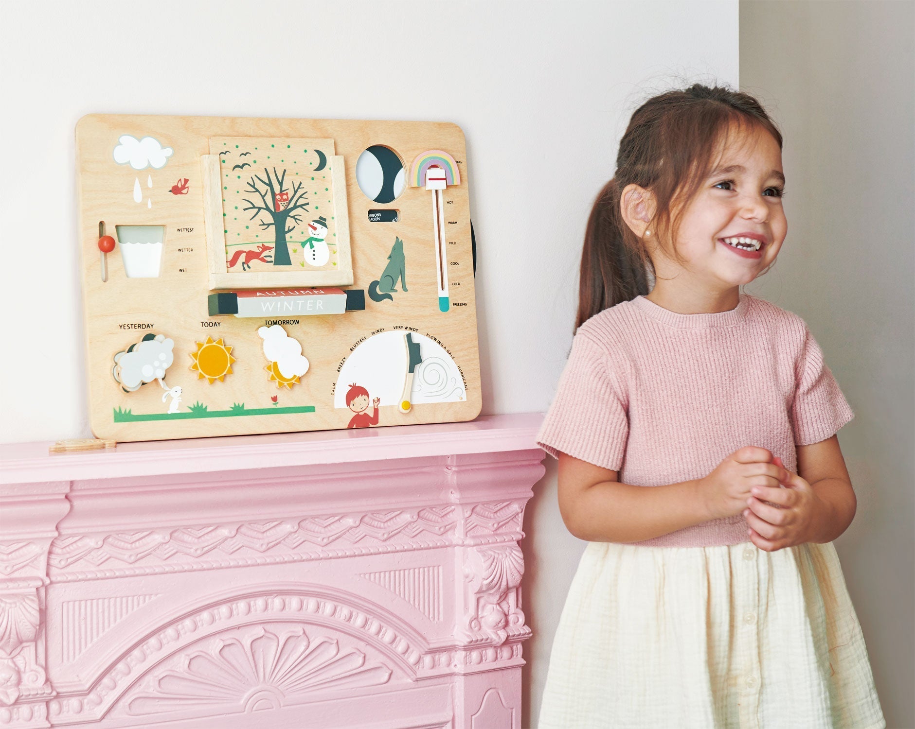 Backyard Weather Board — Painted Plywood Station with Wind, Rain, and Moon-Phase Dials - bramwild